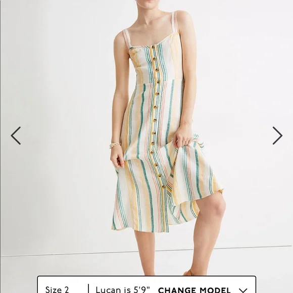 Madewell | Dresses | Linen Fittedbodice Midi Dress In Stripe | Poshmark